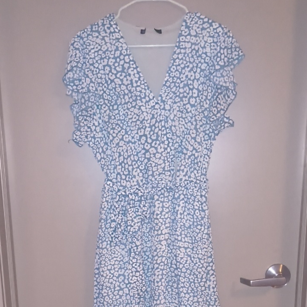 Blue and White Patterned Women's Dress